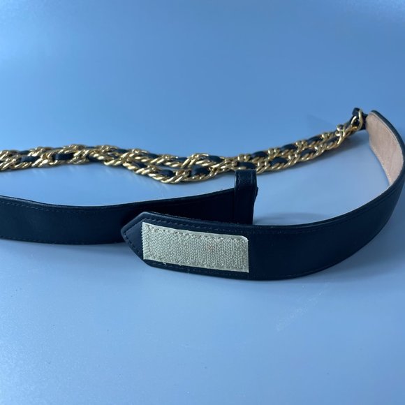 Vintage Ginnie Johansen Black Belt with Double Gold-tone Chains main image 6